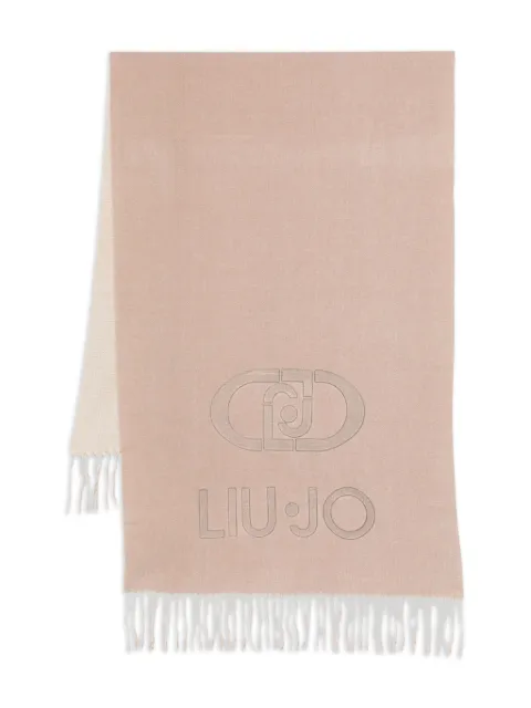 LIU JO logo-embroidered fringed scarf