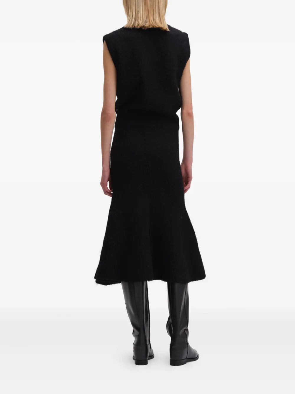 Remain Birger Christensen Knit Flared Midi Skirt In Black