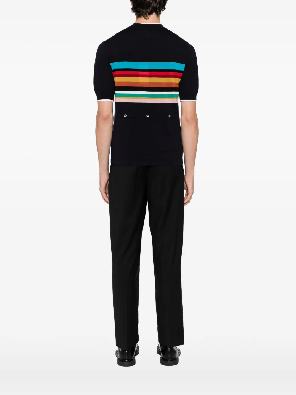 Paul Smith Logo-embroidered Striped Top In Black
