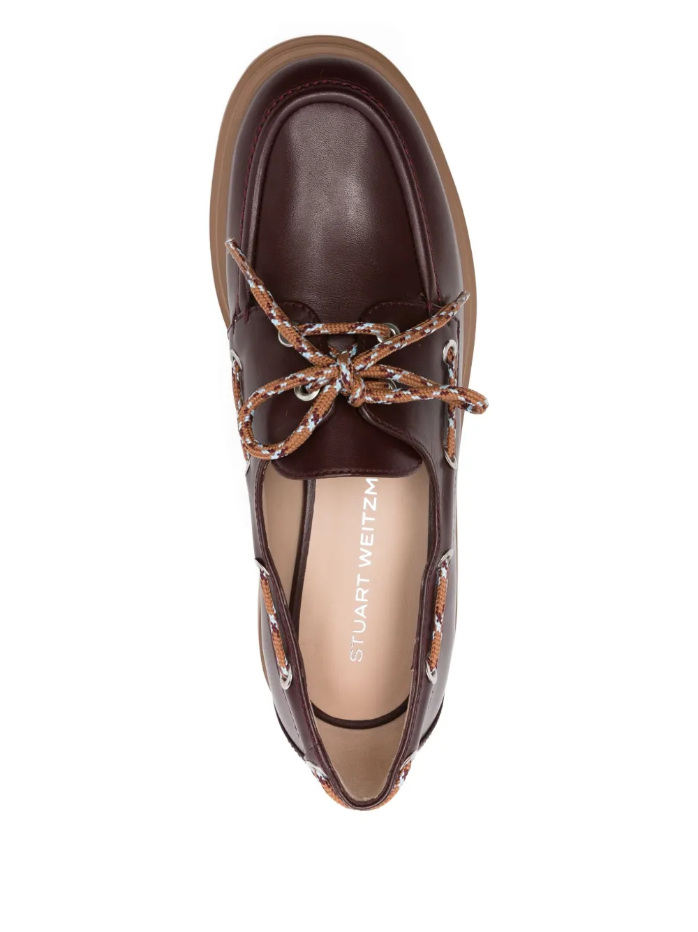 Stuart Weitzman Chunky Leather Boat Shoes In Brown