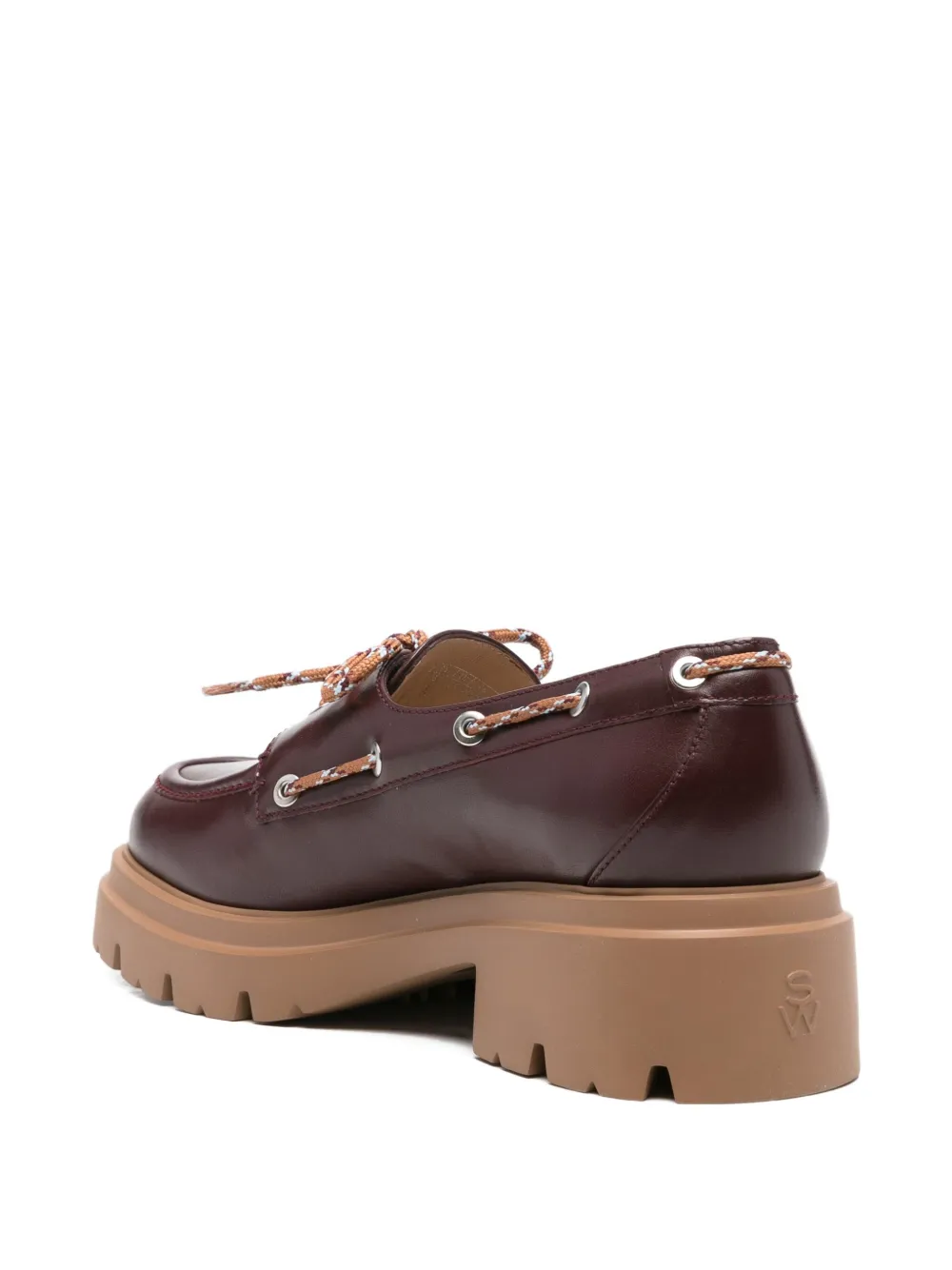 Stuart Weitzman Chunky Leather Boat Shoes In Brown