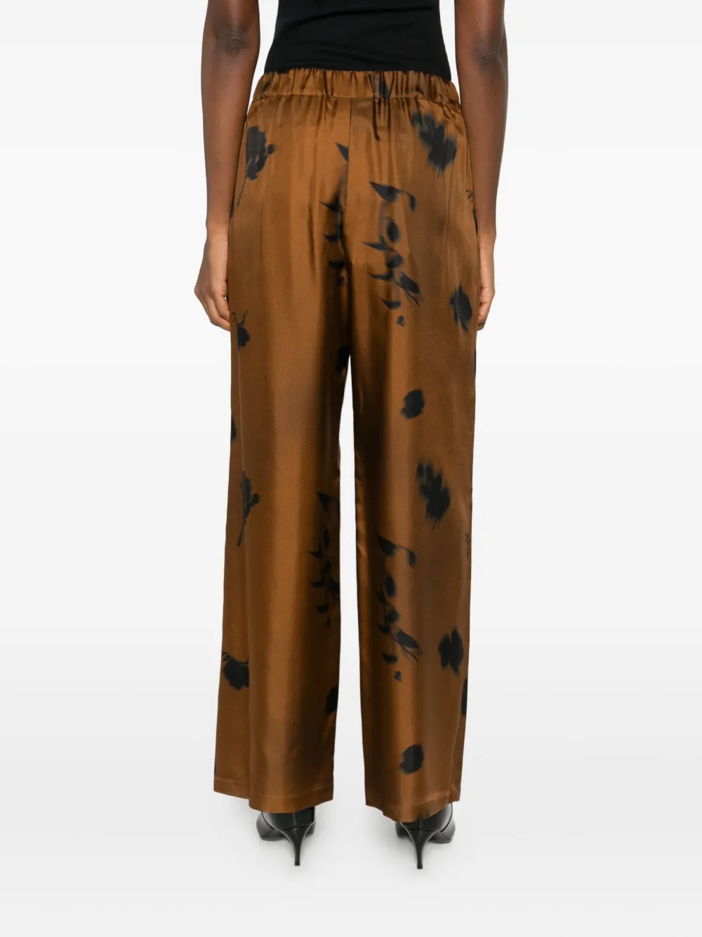 Max Mara Broek met bloemenprint Bruin