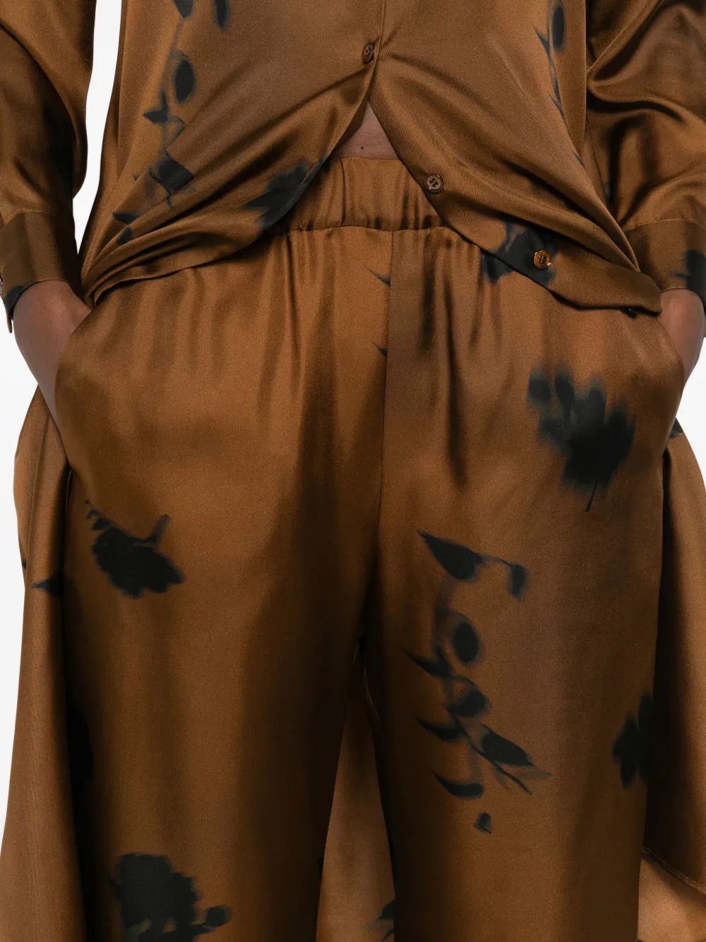 Max Mara Broek met bloemenprint Bruin