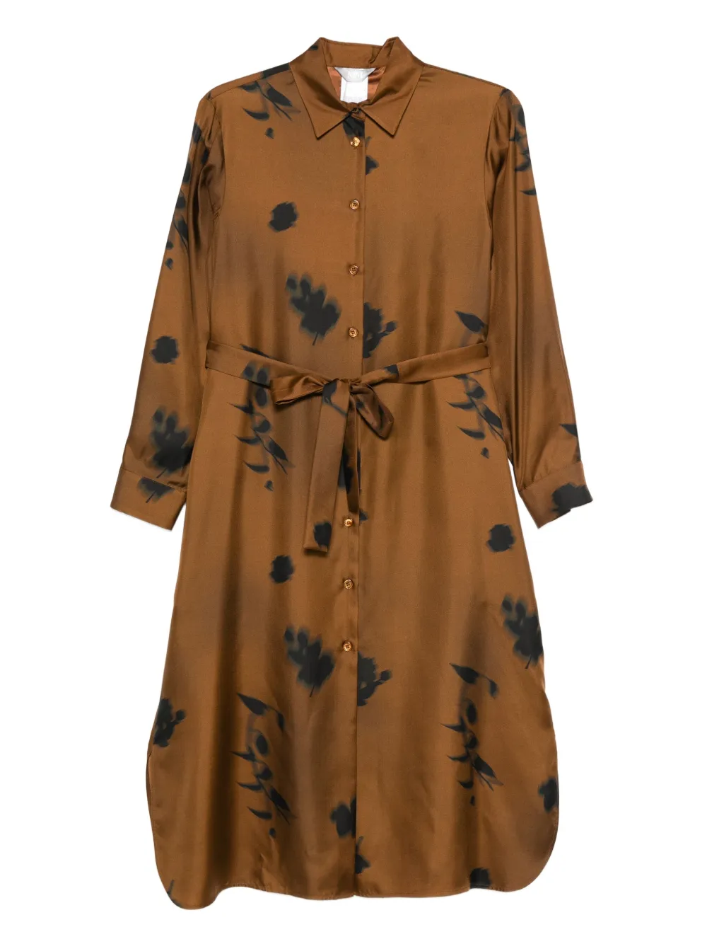 Max Mara フローラル シルクドレス - ブラウン Max Mara フローラル シルクドレス - ブラウン