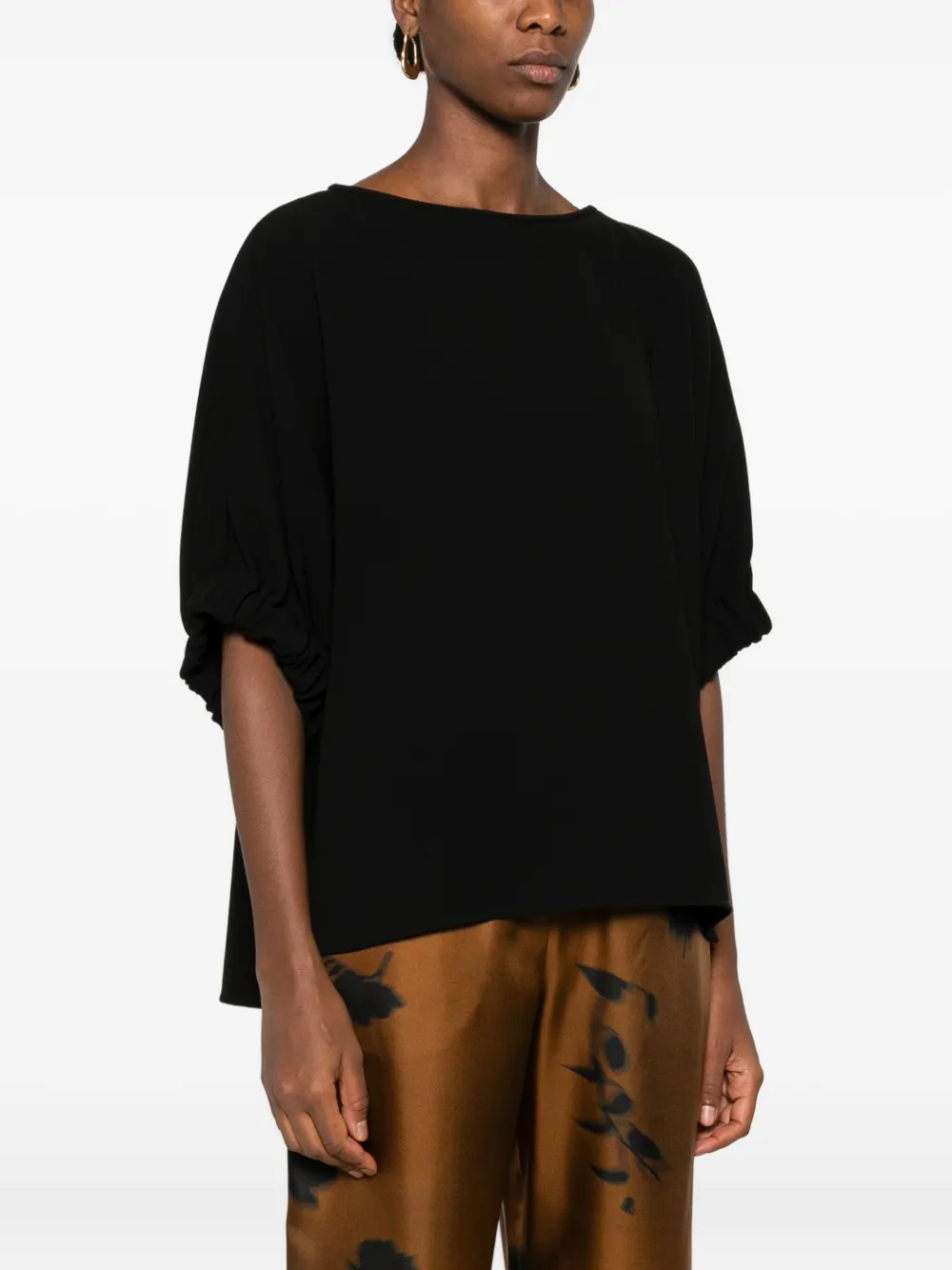 Max Mara Bluse Mit Rundem Ausschnitt In Black