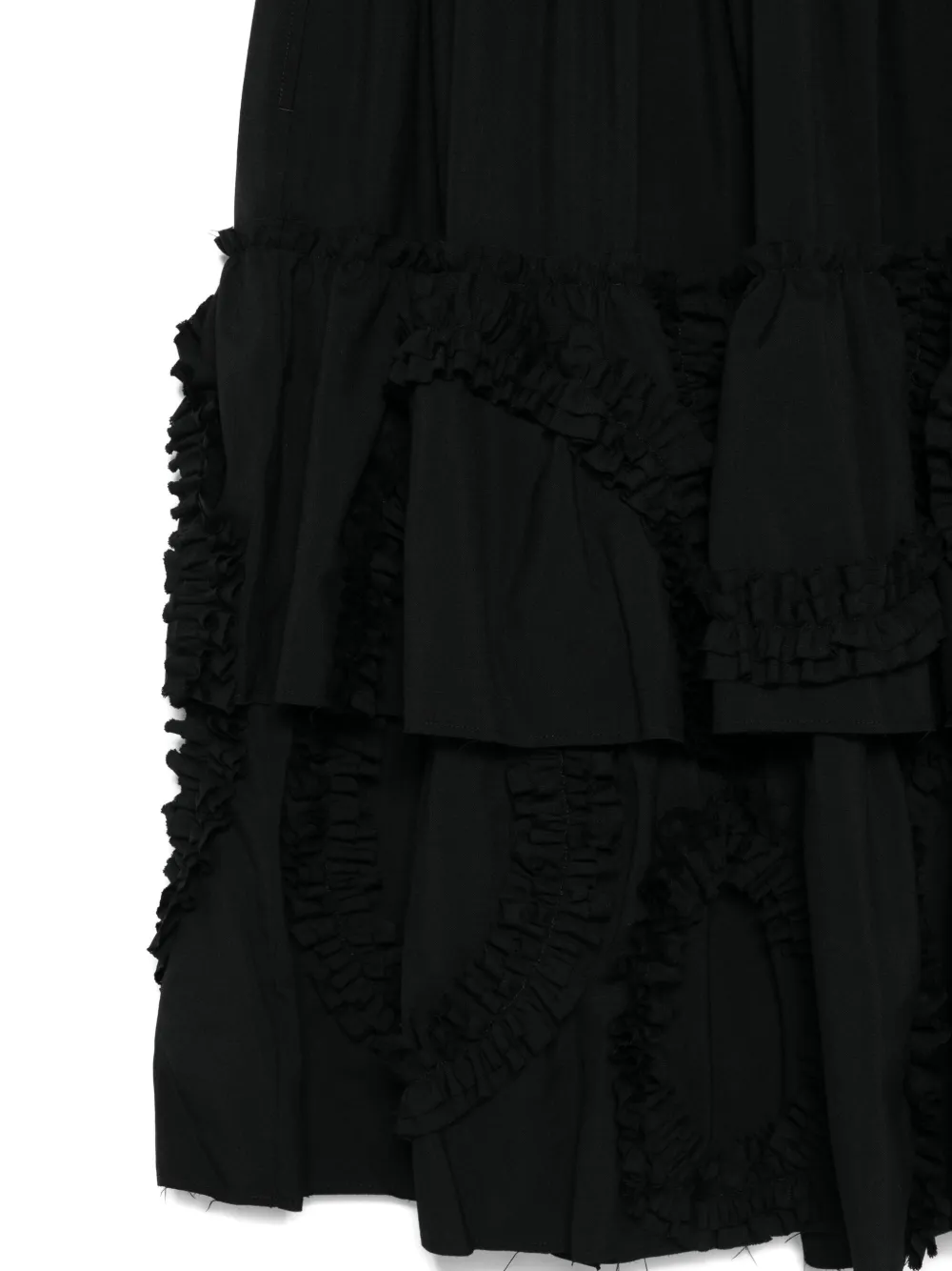 Black Comme Des Garçons Ruffled-tiered Midi Skirt In Black