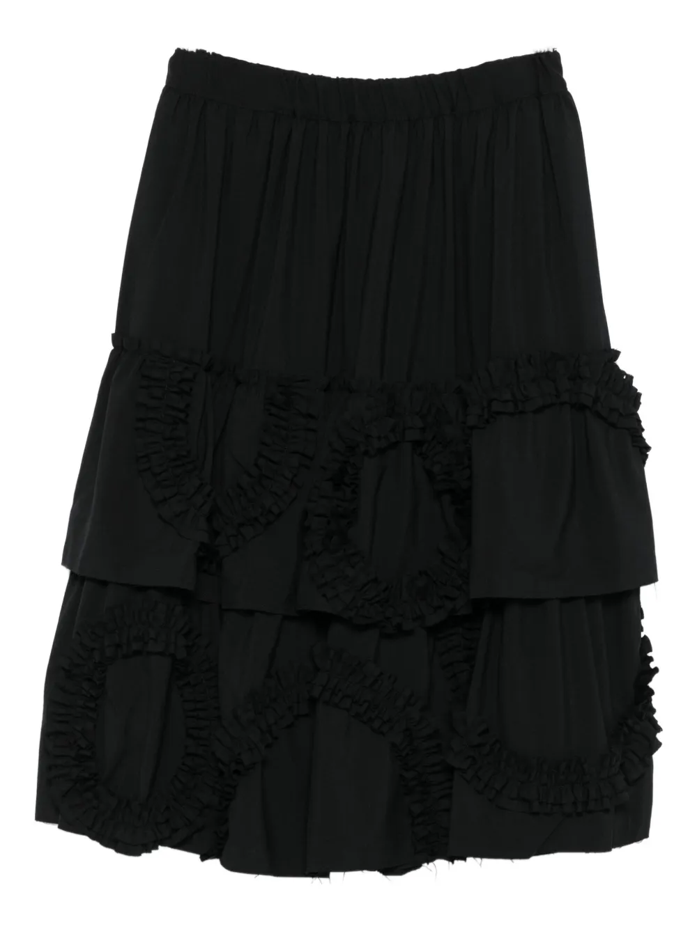 Black Comme Des Garçons ruffled-tiered midi skirt | Black | Image 1