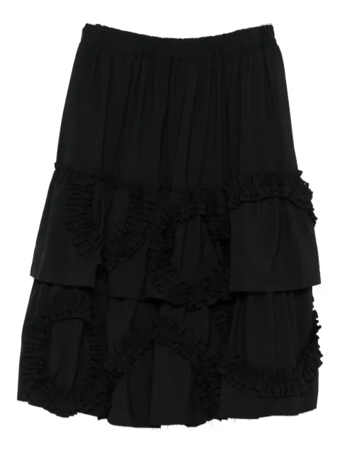 Black Comme Des Garçons ruffled-tiered midi skirt