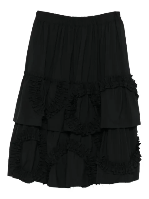 Black Comme Des Garçons ruffled-tiered midi skirt