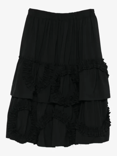 Black Comme Des Garçons ruffled-tiered midi skirt