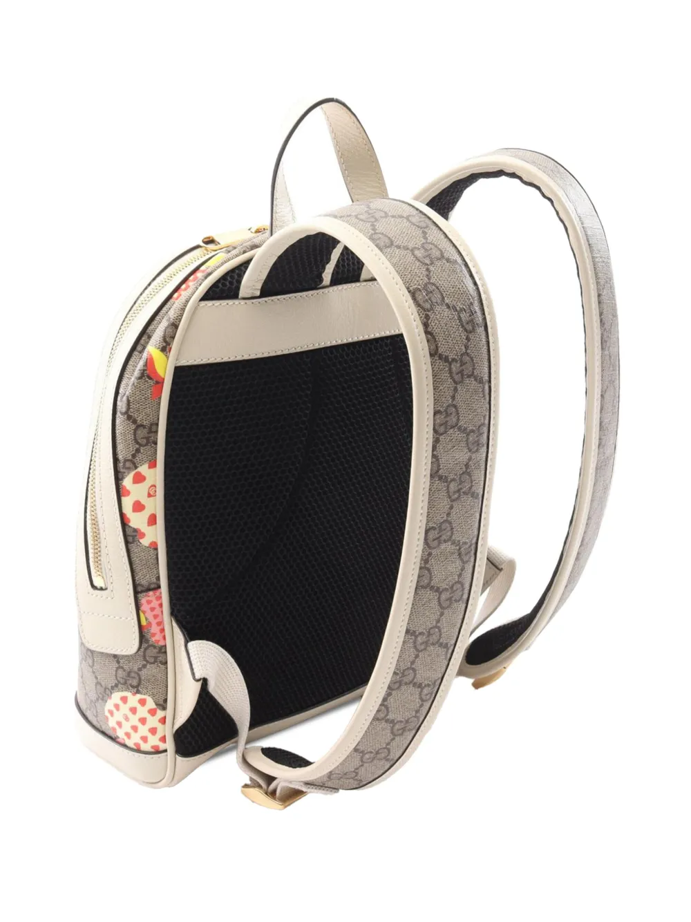 Pre-owned Gucci 2016-2025 Gg Supreme Les Pommes Apple And Heart Backpack In Brown