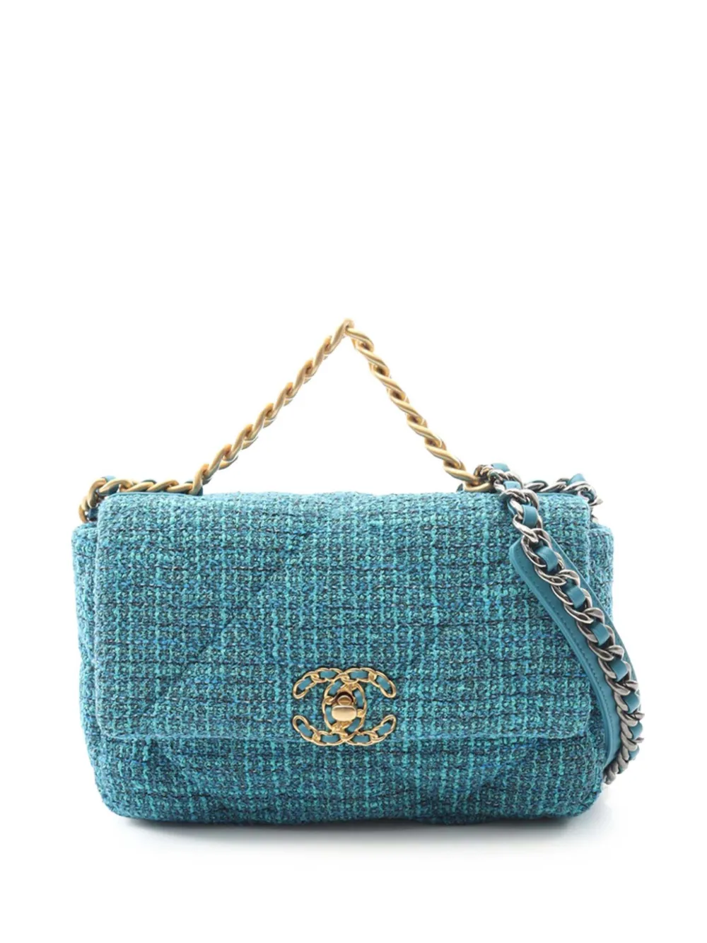 CHANEL Pre-Owned 2021-2025 Medium Tweed 19 Flap satchel | Blue | Image 1