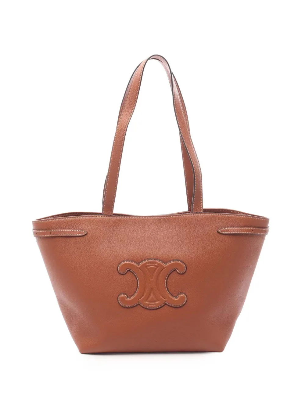 Celine Pre-Owned 2018-2025 スモール カーフスキン カバ クイル トリオンフ アナス ハンドバッグ - ブラウン Celine Pre-Owned 2018-2025 スモール カーフスキン カバ クイル トリオンフ アナス ハンドバッグ - ブラウン