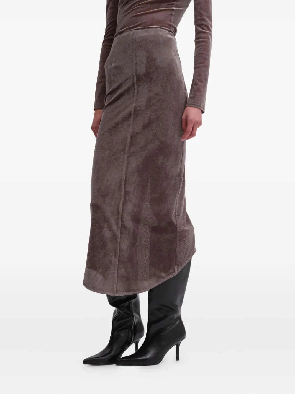 Remain Birger Christensen Asymmetric Midi Skirt In Gray