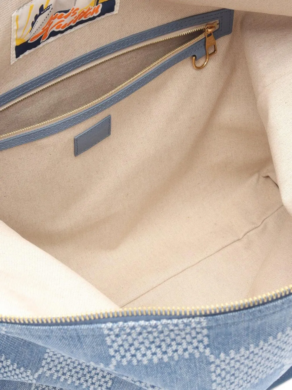 Pre-owned Louis Vuitton 2021-2025 Damier Denim 3d Vagabond Hobo Crossbody Bag In Blue
