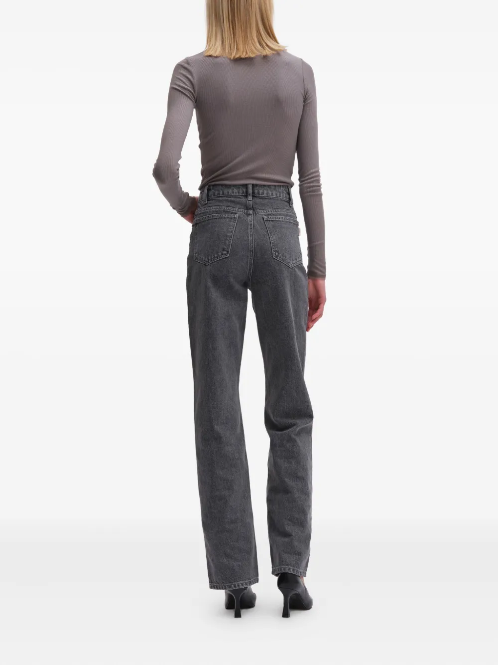 Remain Birger Christensen Long-sleeve Ribbed Turtleneck Sweater In Gray