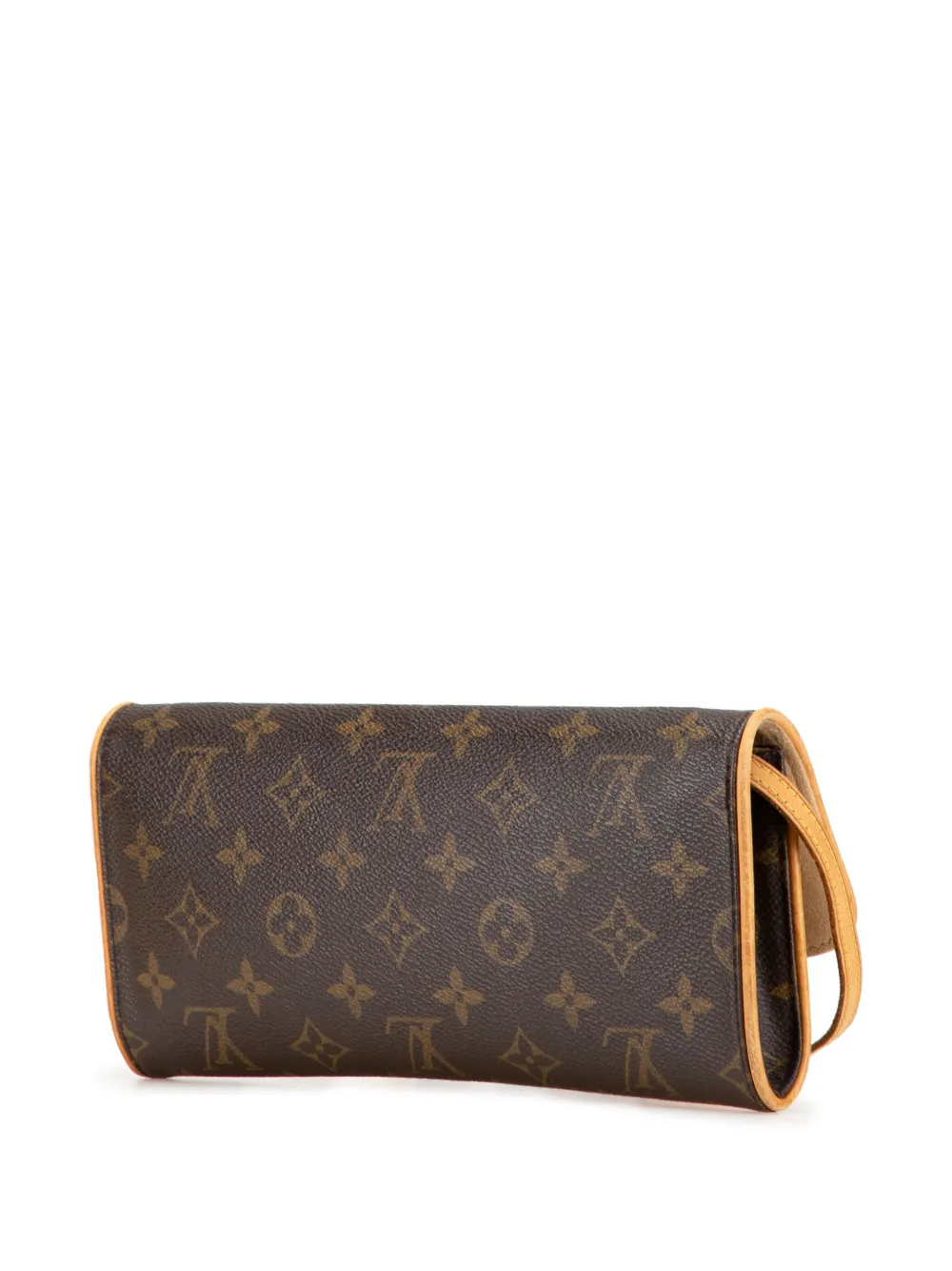 Pre-owned Louis Vuitton 2000 Monogram Pochette Twin Gm Crossbody Bag In Brown