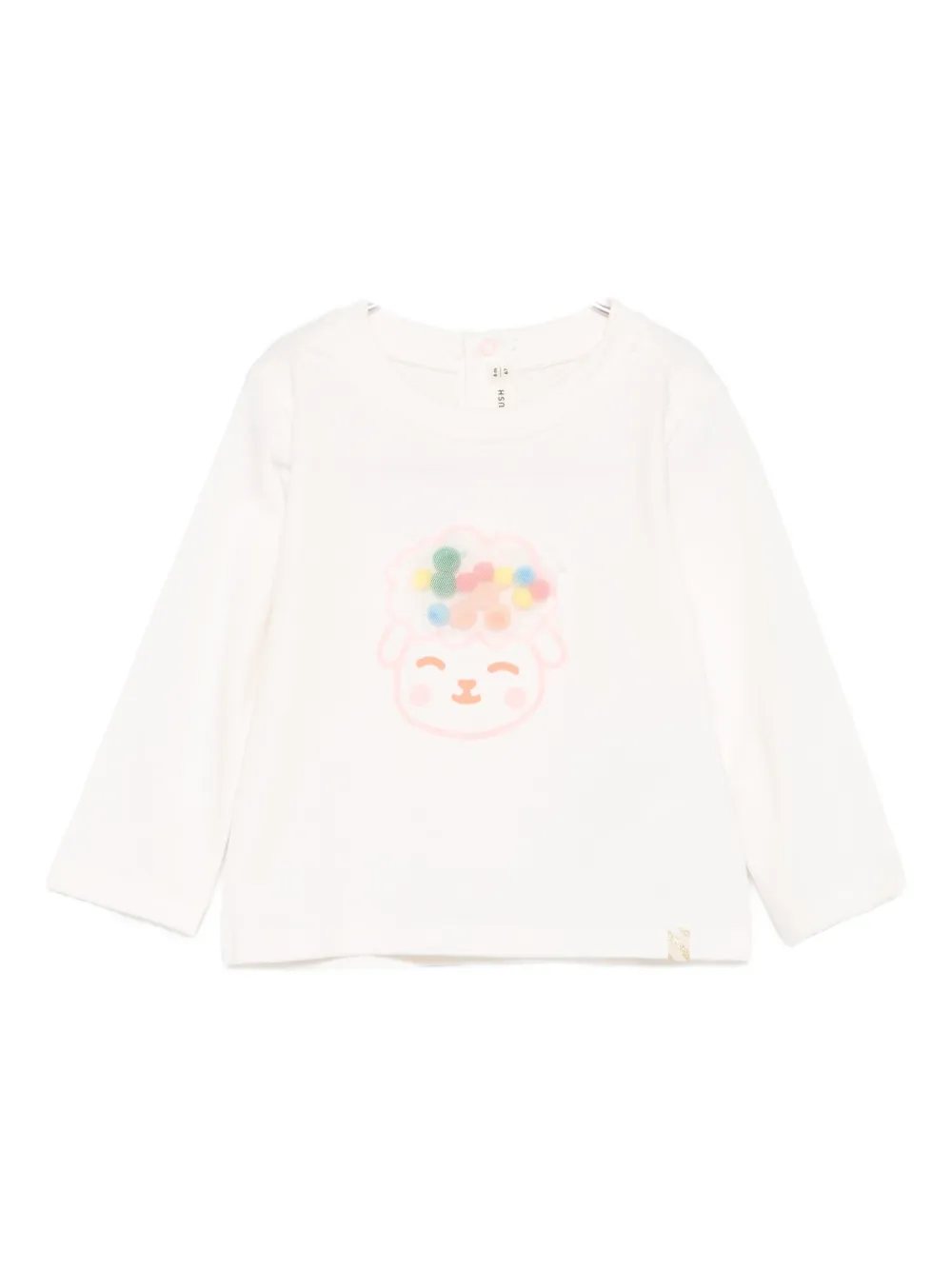Billieblush Babies' Lamb-applique Long-sleeve Top In Neutral