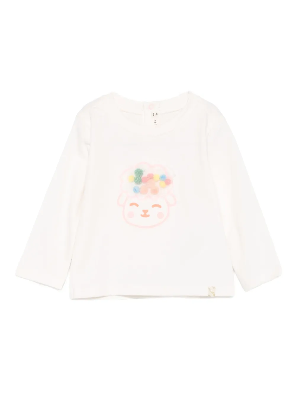 Billieblush lamb-applique long-sleeve top | Neutrals | Image 1