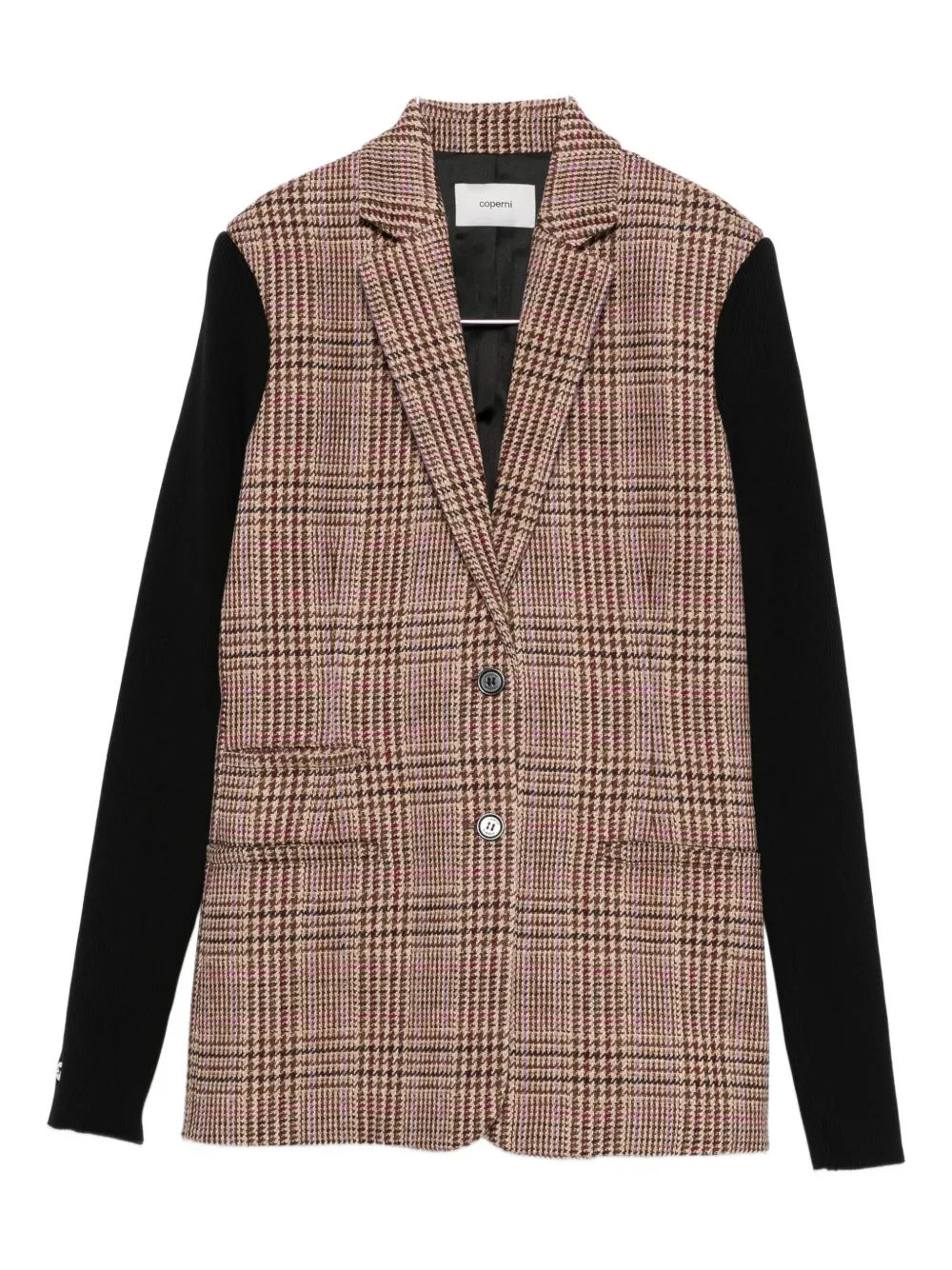 Coperni Check-panel Jacket In Brown