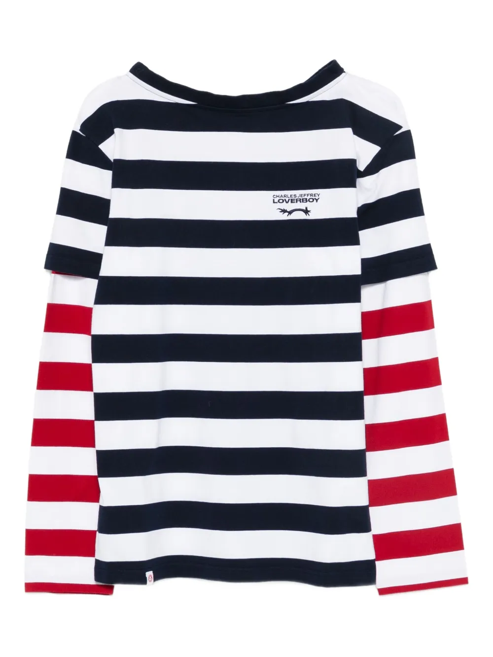 Charles Jeffrey Loverboy Camiseta listrada com sobreposição | Branco | Image 1