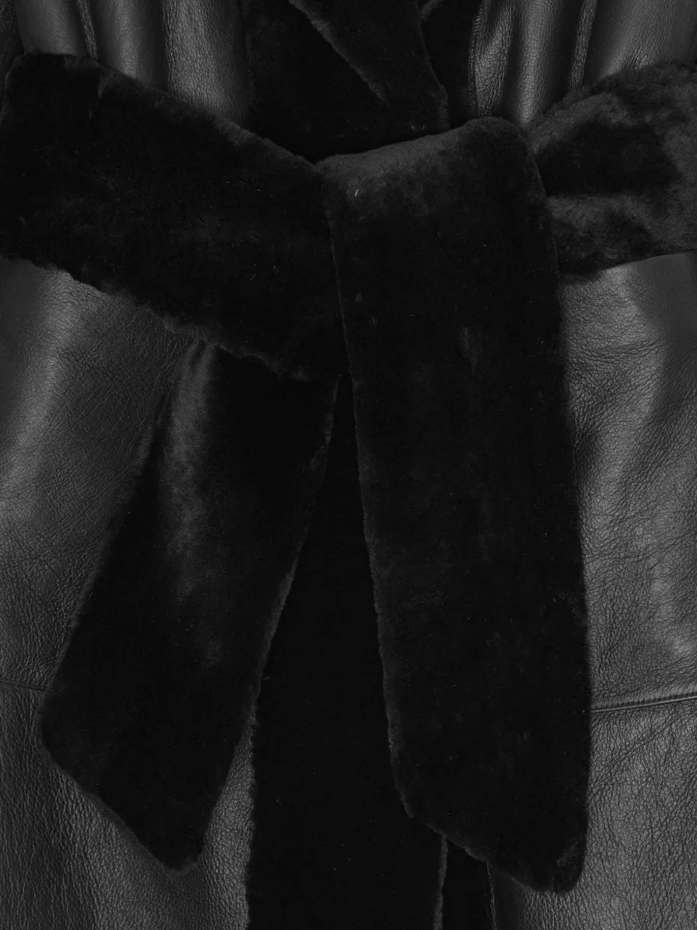 Remain Birger Christensen Belted Shearling Coat In Black
