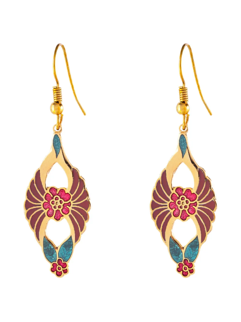 Susan Caplan Vintage 1980s Cloisonné post earrings | Gold | Image 1