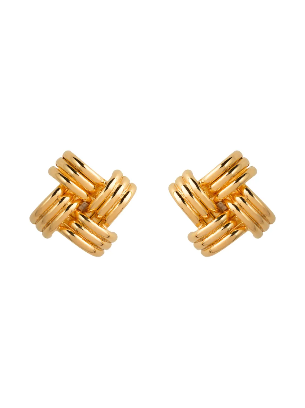 Pre-owned Susan Caplan Vintage 1980s Intertwined Clip-on Earrings In Gold