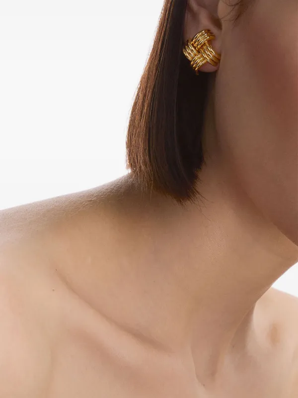 Susan Caplan Vintage 1980s Intertwined clip-on Earrings Gold FARFETCH IN