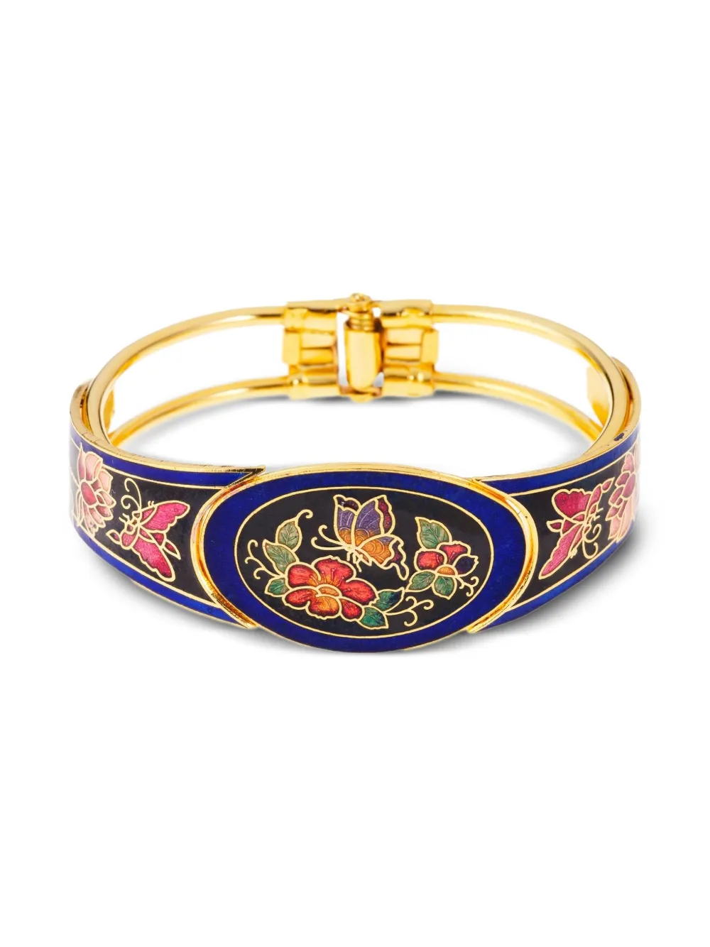 Susan Caplan Vintage 1980s Cloisonné bangle bracelet | Gold | Image 1