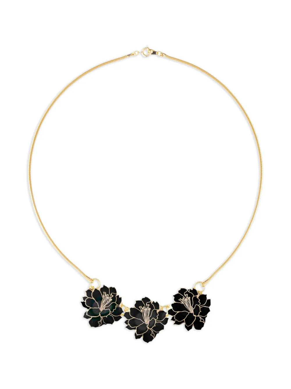 Susan Caplan Vintage 1980s Cloisonné lotus-flower necklace earrings set | Image 2