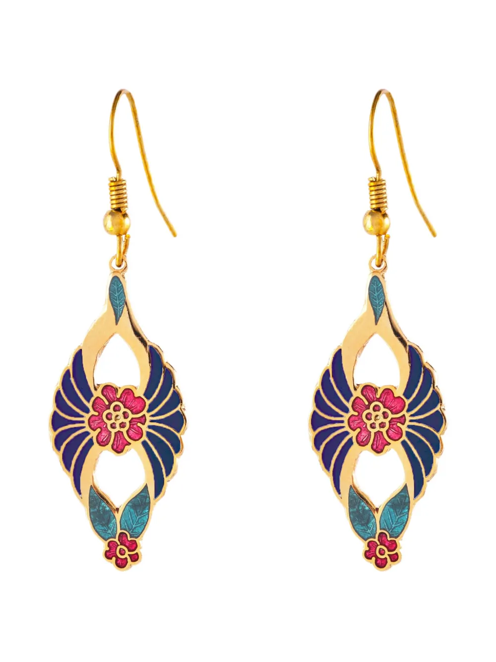 Susan Caplan Vintage 1980s Cloisonné post earrings | Gold | Image 1