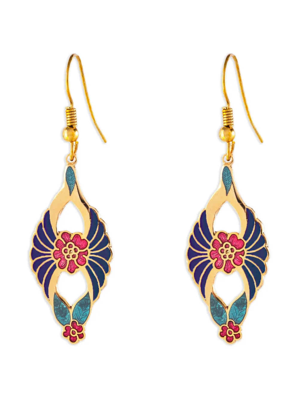 Susan Caplan Vintage 1980s Cloisonné post earrings - Oro