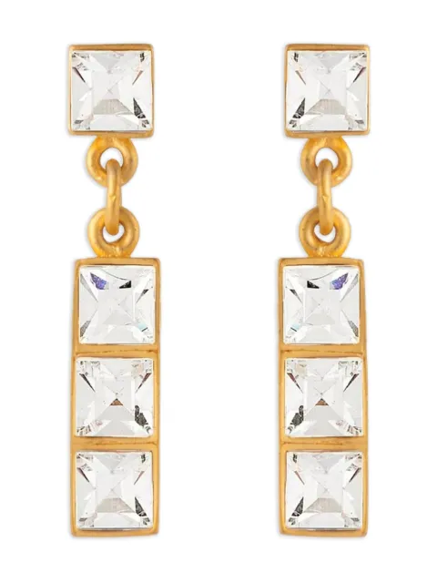 Susan Caplan Vintage أقراط بزينة كريستال وبريمة خلفية من الثمانينيات