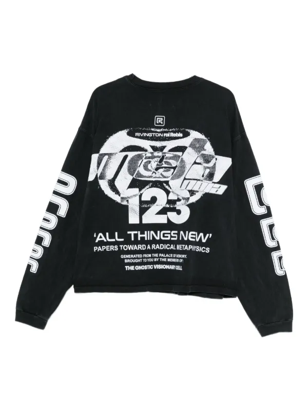 RRR123 graphic-print long-sleeve T-shirt | Black | FARFETCH
