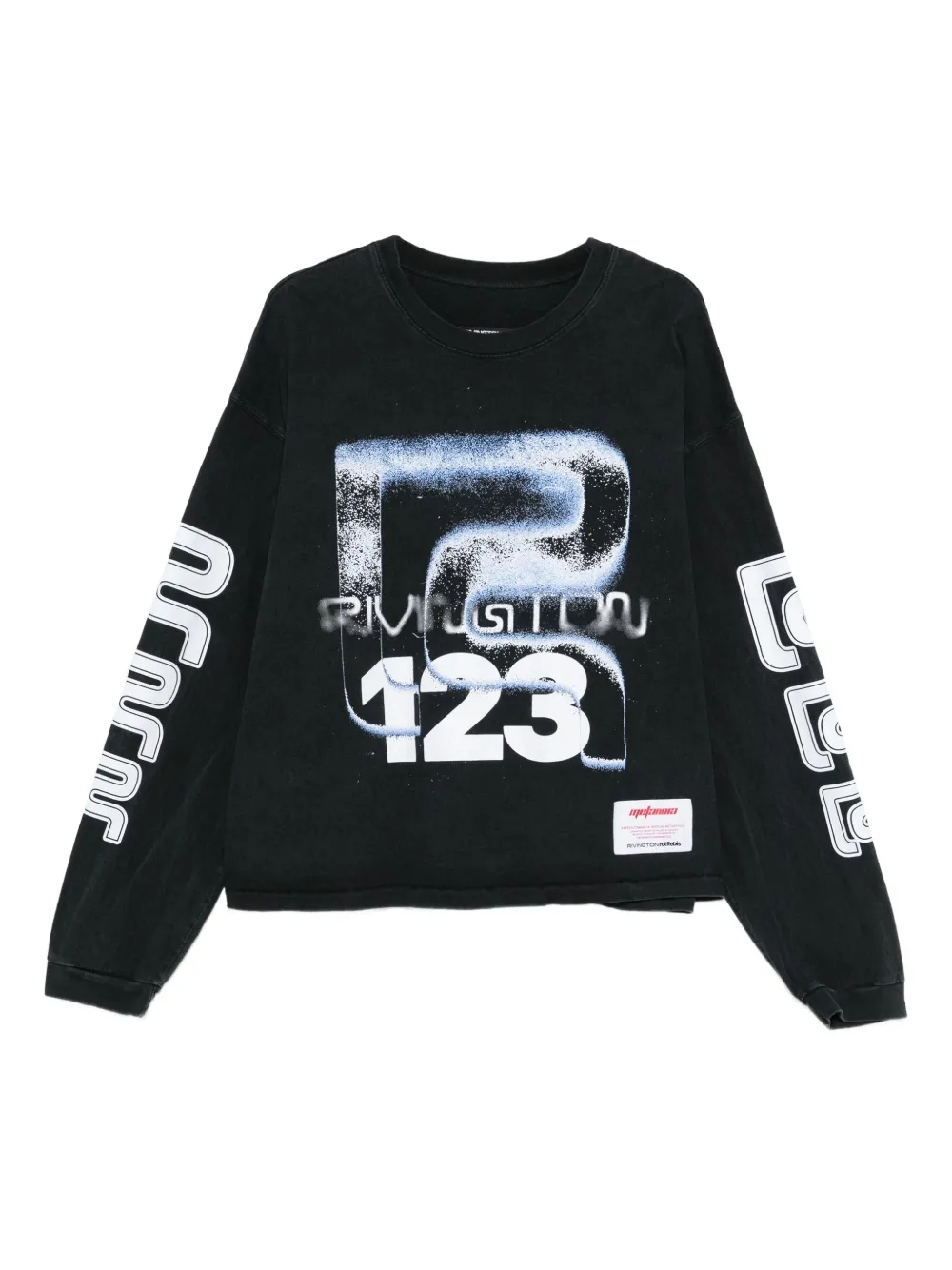 RRR123 graphic-print long-sleeve T-shirt | Black | Image 1