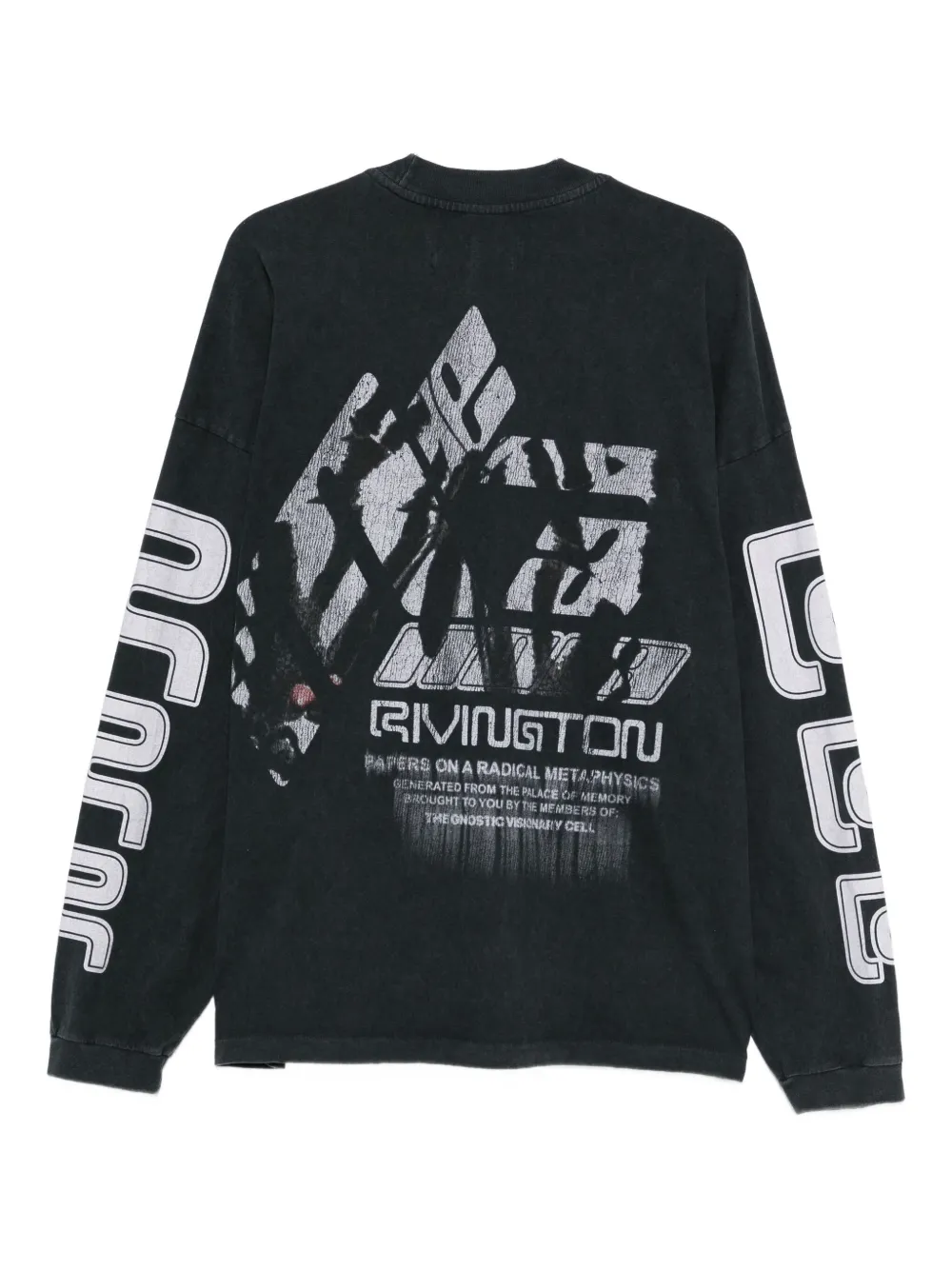 RRR123 graphic-print long-sleeve T-shirt - Zwart