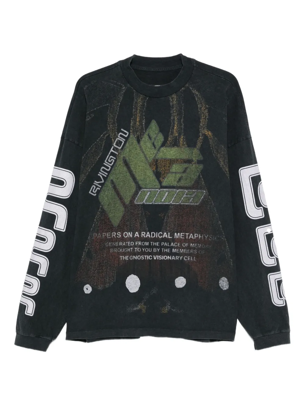 RRR123 graphic-print long-sleeve T-shirt | Black | Image 1