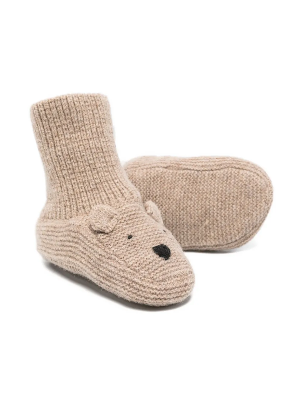 Donsje Bear-face Knitted Pre-walkers In Neutral