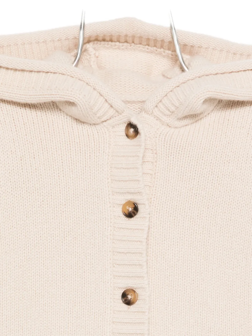 Donsje Hooded Button Cardigan In Neutral