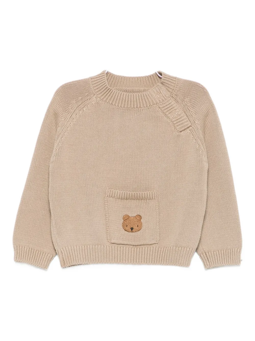 Donsje Bear-pocket Knitted Sweater In Brown