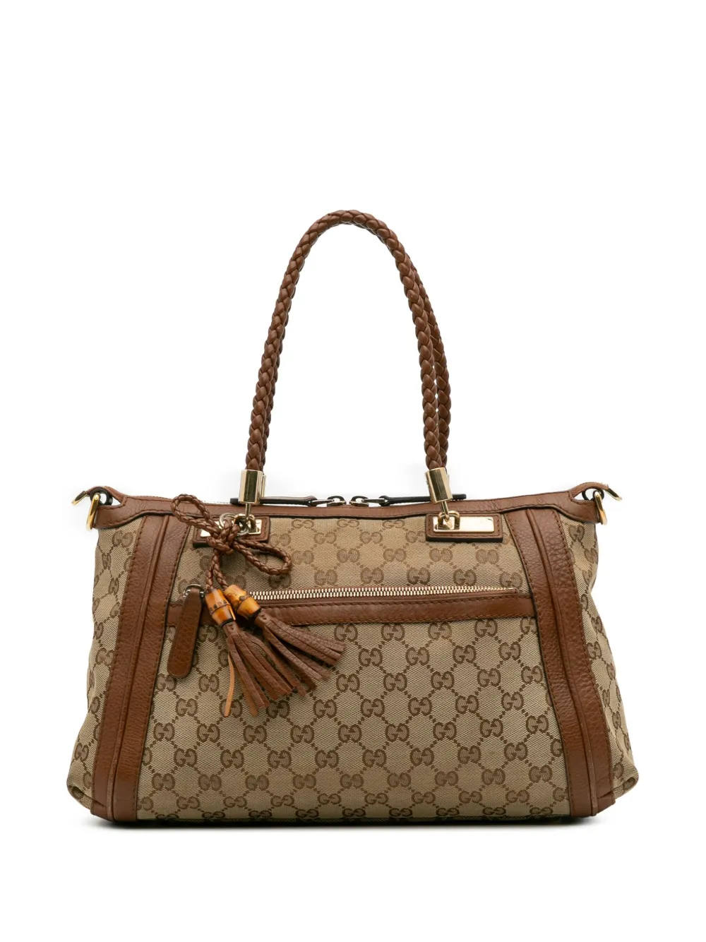Pre-owned Gucci 2016-2025 Gg Canvas Bella Satchel In Brown