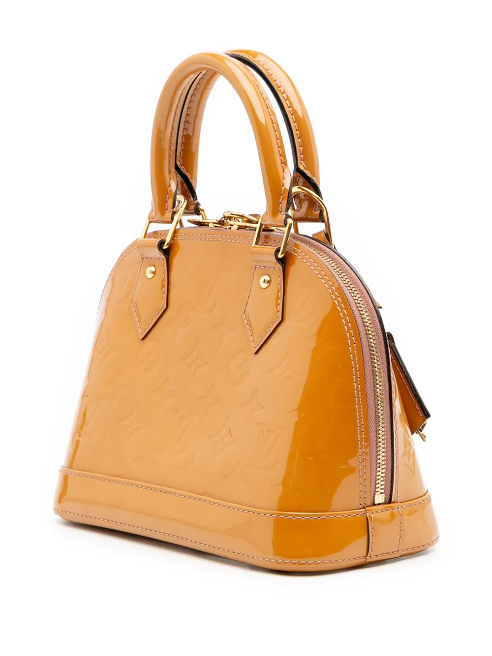 Pre-owned Louis Vuitton 2013 Monogram Vernis Alma Bb Satchel In Brown