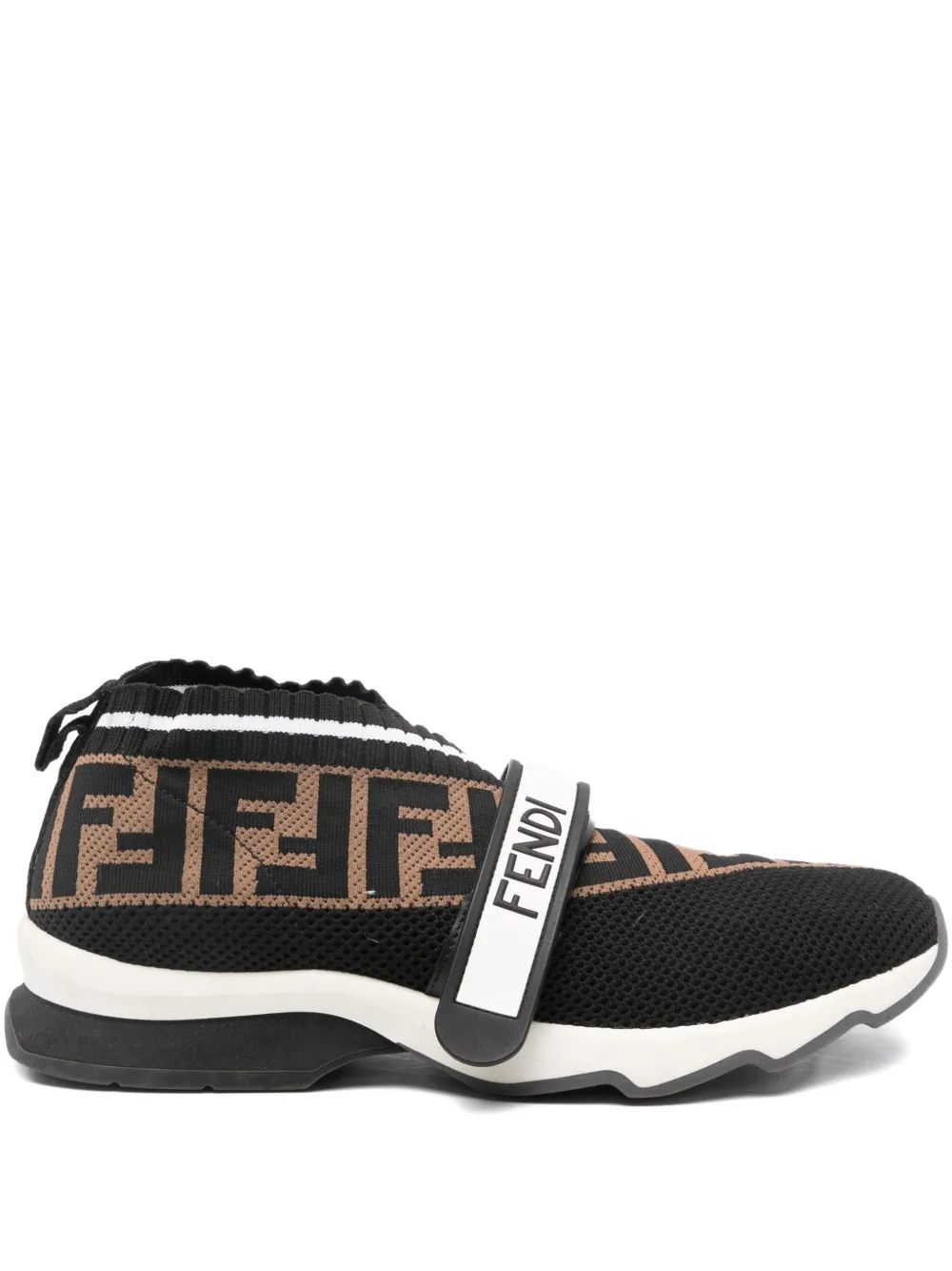 Pre-owned Fendi 2010s Logo-strap Sneakers In Black