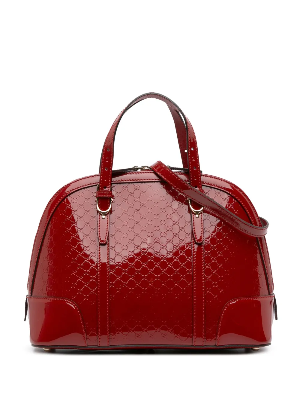 Pre-owned Gucci 2016-2025 Medium Microssima Patent Nice Dome Satchel In Red