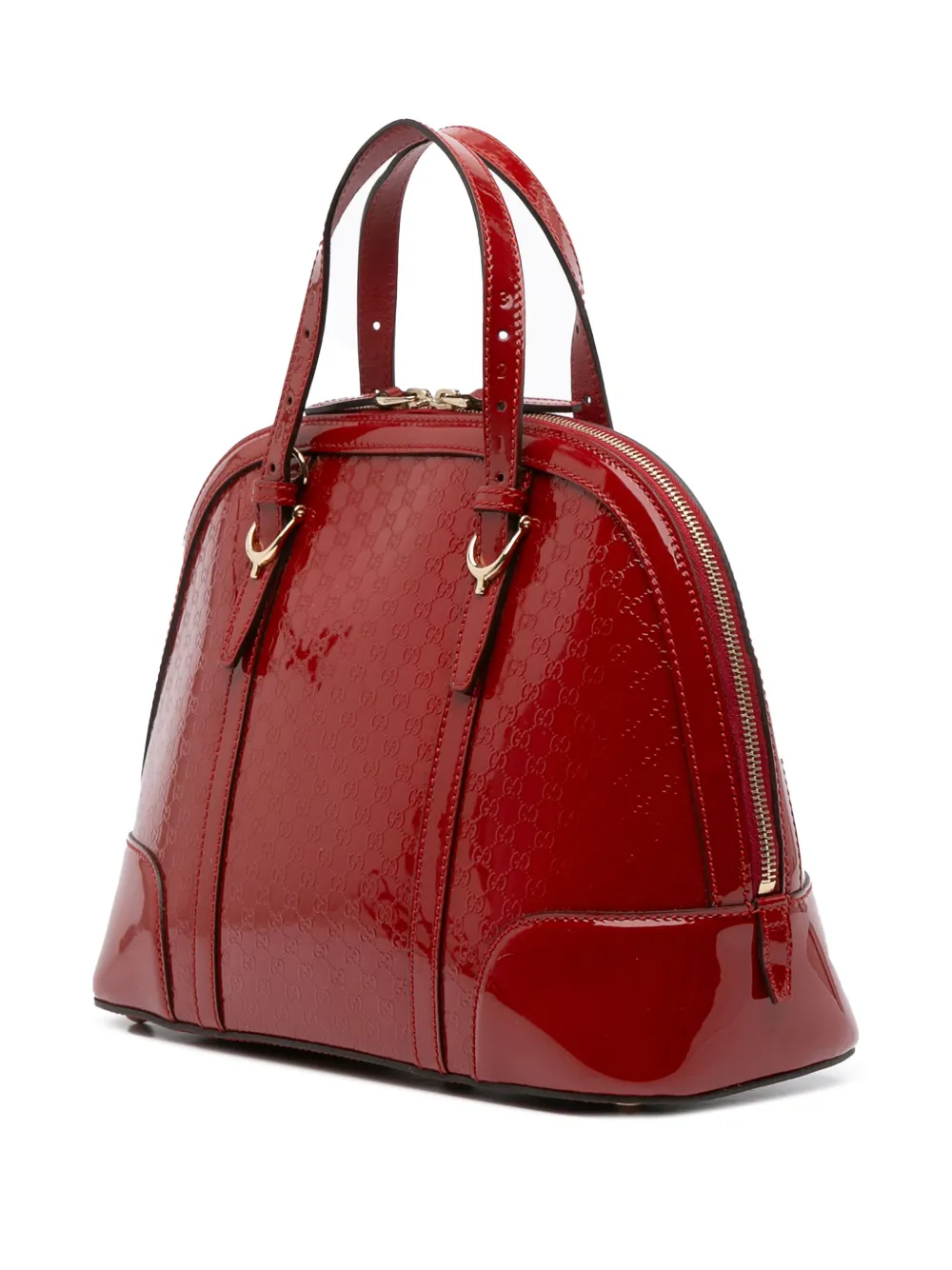 Pre-owned Gucci 2016-2025 Medium Microssima Patent Nice Dome Satchel In Red