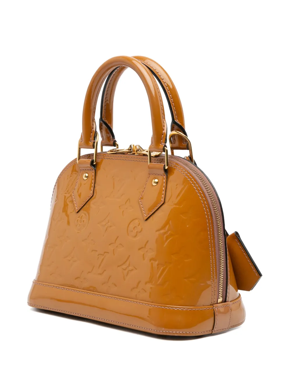 Pre-owned Louis Vuitton 2013 Monogram Vernis Alma Bb Satchel In Brown