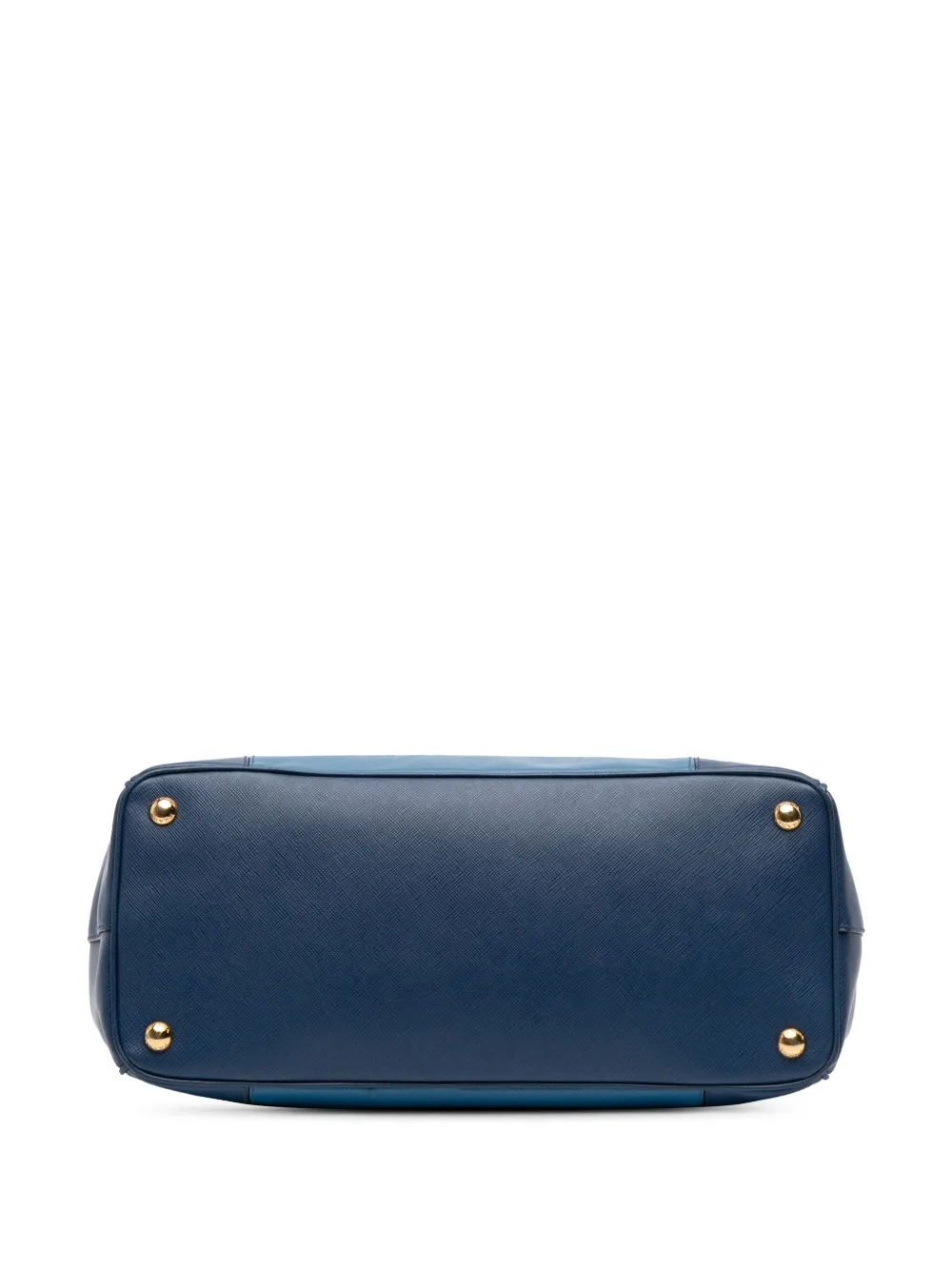 Pre-owned Prada 2013-2025 Medium Bicolor Saffiano Lux Galleria Double Zip Satchel In Blue