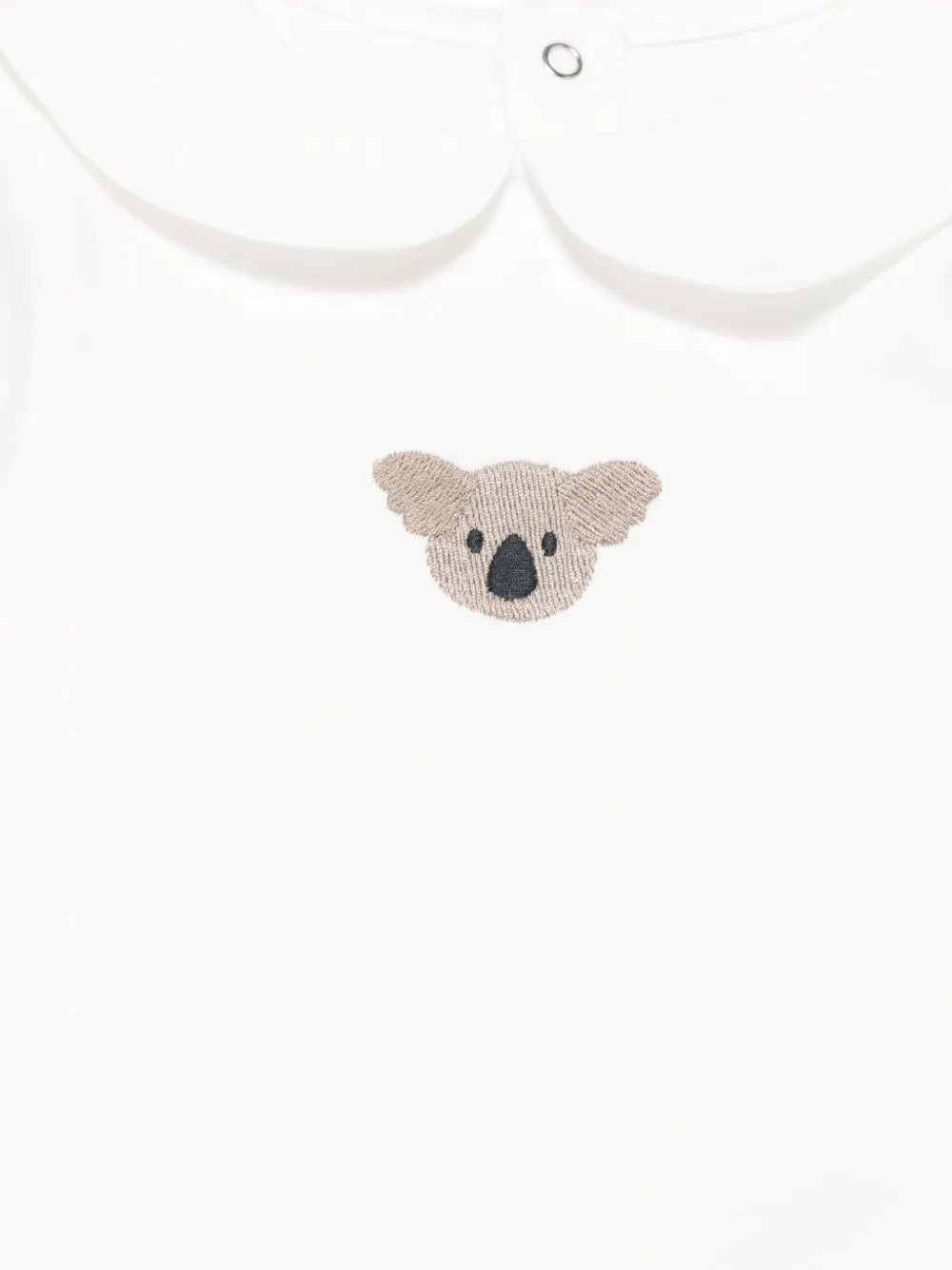 Donsje Romper met Peter Pan-kraag en geborduurde koala Beige