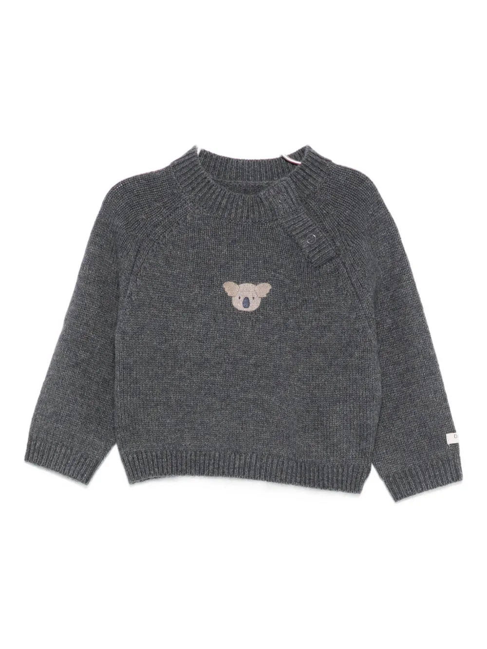 Donsje Koala-embellished Button-placket Sweater In Gray